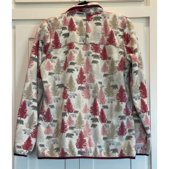 Orvis women's fleece pullover , trees and bears, pink.  size Med. - Picture 2 of 11